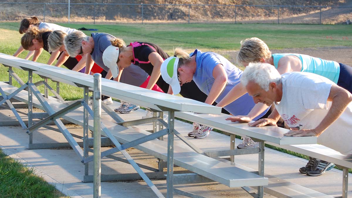 doing push up on bleachers