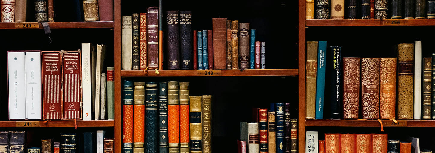 Shelves of books.