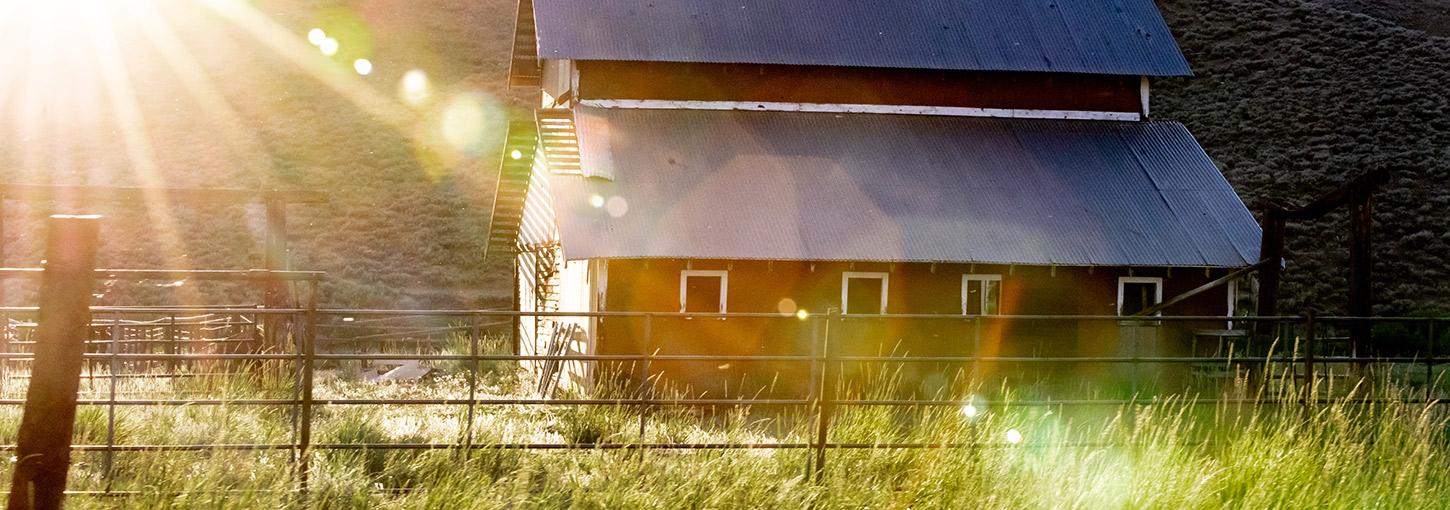 The exterior of a barn.